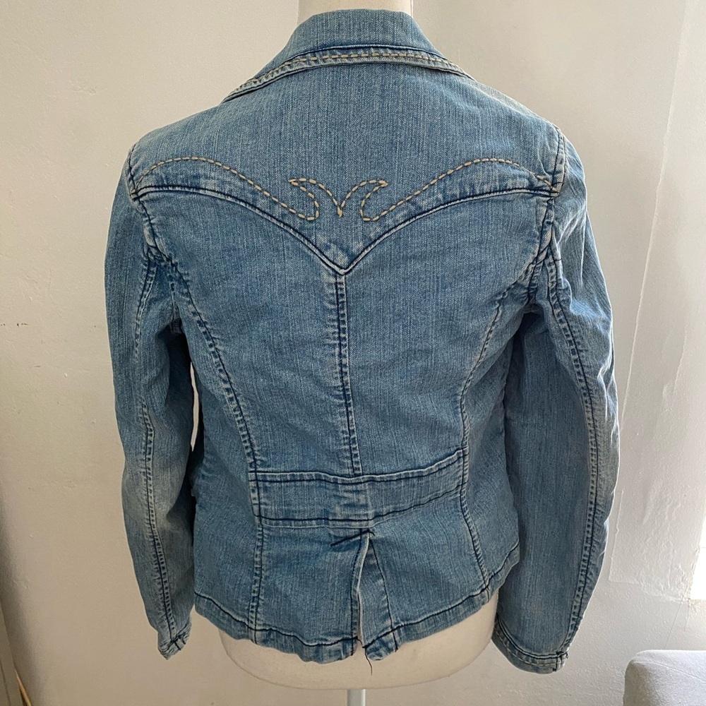 American Vintage  y2k boho  coastal cowgirl Light Blue Jean Jacket size M - Picture 2 of 9